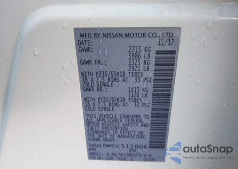 2018 Infiniti Qx60 from USA, damaged, VIN 5N1DL0MM9JC511806